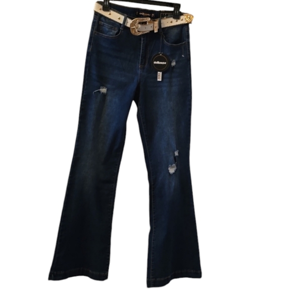 DOLLHOUSE BRAND WOMEN'S JUNIORS BLUE FLARE JEANS SIZE 11/12 - Picture 2 of 16